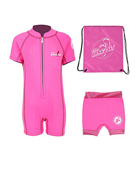 Deluxe Baby Swim Kit - Classic Wetsuit + Nappy Shorts + Bag (Pink)