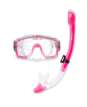 Pro Dive Series Silicone Dry Top Snorkel & Mask Set 1 (Pink)