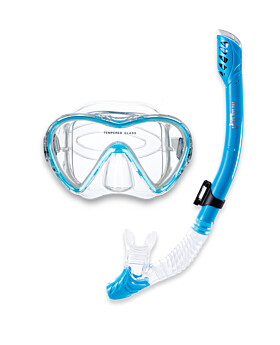 Pro Dive Series Silicone Dry Top Snorkel & Mask Set 3 (Aqua)