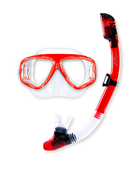 Tidal Series Silicone Dry Top Snorkel & Mask (Red)