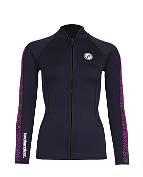 Two Bare Feet Womens Silicone Print Series Full Zip 2.5mm Wetsuit Jacket (Black/Raspberry)