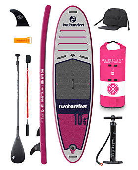 Two Bare Feet Sport Air (Allround) 10'6" x 33" x 4.75" Inflatable SUP Ultimate Pack (Raspberry)