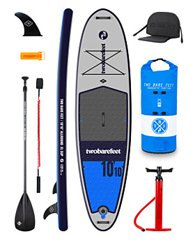 Two Bare Feet Sport Air (Allround XL) 10'10" x 33" x 6" Inflatable SUP Deluxe Carbon Hybrid Pack (Blue)