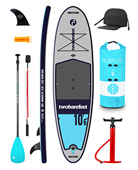 Two Bare Feet Sport Air (Allround) 10'6" x 33" x 4.75" Inflatable SUP Deluxe Fibreglass Pack (Aqua)