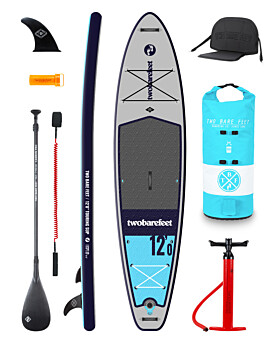 Two Bare Feet Sport Air (Touring) 12'0" x 33" x 6" Inflatable SUP Ultimate Pack (Aqua)