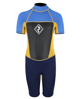 Two Bare Feet Squadron 3/2mm Junior Shorty Wetsuit (Blue/Yellow/Blue)