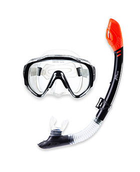 Two Bare Feet Adult Silicone Dry Top Snorkel & Mask Set 2 (Black)