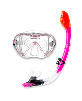 Two Bare Feet Adult Silicone Dry Top Snorkel & Mask Set 3 (Pink)