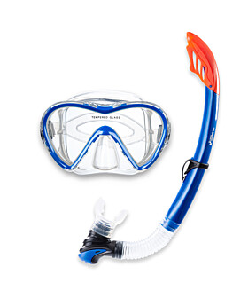 Two Bare Feet Adult Silicone Snorkel & Mask Set 3 (Blue)