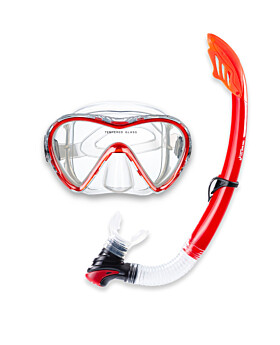 Two Bare Feet Adult Silicone Snorkel & Mask Set 3 (Red)