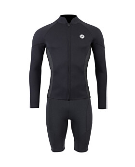 Two Bare Feet Perspective Full Zip 2.5mm Wetsuit Jacket & Shorts Set (Black/Grey/Grey)