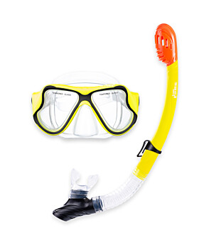 X-Dive Silicone Mask & Dry Top Snorkel 2pc Set (Yellow / Clear)