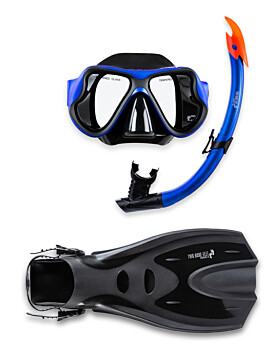X-Dive Silicone Mask Snorkel & F70 Fins 3pc Set (Blue / Black)