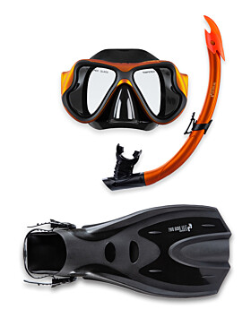 X-Dive Silicone Mask Snorkel & F70 Fins 3pc Set (Orange / Black)