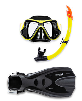 X-Dive Silicone Mask Snorkel & F70 Fins 3pc Set (Yellow / Black)
