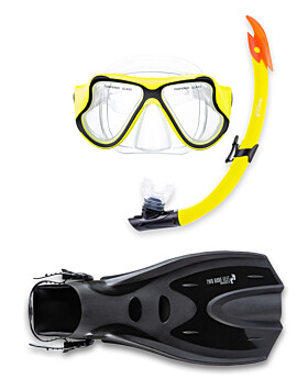 X-Dive Silicone Mask Snorkel & F70 Fins 3pc Set (Yellow / Clear)