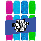 Two Bare Feet Classic Pattern Triple Bodyboard and Bag Bundle