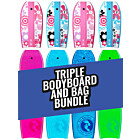 Two Bare Feet Flowers Triple Bodyboard & Bag Bundle