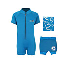 Deluxe Baby Swim Kit - Classic Wetsuit + Nappy Shorts + Towel (Aqua)