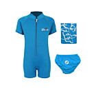 Deluxe Baby Swim Kit - Classic Wetsuit + Swim Nappy + Towel (Aqua)