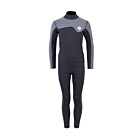 Two Bare Feet Junior Aspect 2.5mm Back Zip Jacket & Pants Set (Black/Grey Stripes)