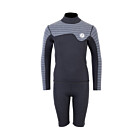 Two Bare Feet Junior Aspect 2.5mm Back Zip Jacket & Shorts Set (Black/Grey Stripes)