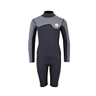 Two Bare Feet Junior Aspect Fleece Lined Zipless Thermal 2.5mm Superstretch Wetsuit Top & Shorts Set (Black/Grey)