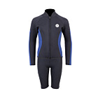 Two Bare Feet Junior Perspective Full Zip 2.5mm Wetsuit Jacket and Shorts Set (Black/Blue)