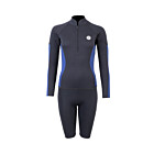 Two Bare Feet Unisex Perspective Half Zip 2.5mm Wetsuit Jacket & Shorts Set (Black/Blue)