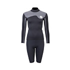 Two Bare Feet Womens Aspect Back Zip 2.5mm Wetsuit Jacket & Shorts Set (Black/Grey Stripes)