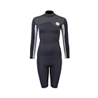 Two Bare Feet Womens Aspect Back Zip 2.5mm Wetsuit Jacket & Shorts Set (Black/Grey/Grey)