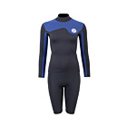 Two Bare Feet Womens Aspect Back Zip 2.5mm Wetsuit Jacket & Shorts Set (Black/Blue)