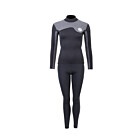 Two Bare Feet Womens Aspect Back Zip 2.5mm Wetsuit Jacket & Pants Set (Black/Grey Stripes)