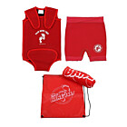 Two Bare Feet Baby Swim Kit Deluxe - Wrap + Shorts + Towel + Swim Bag (Red)