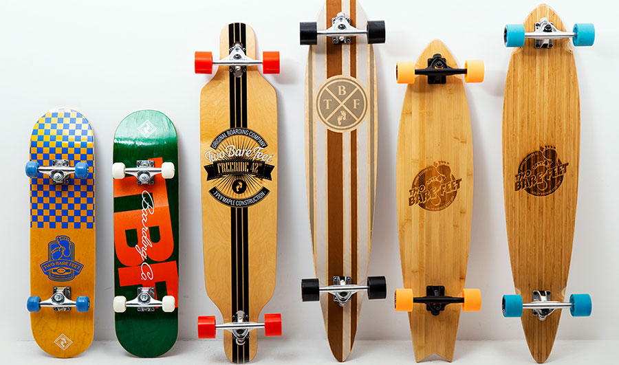longboards and skateboards