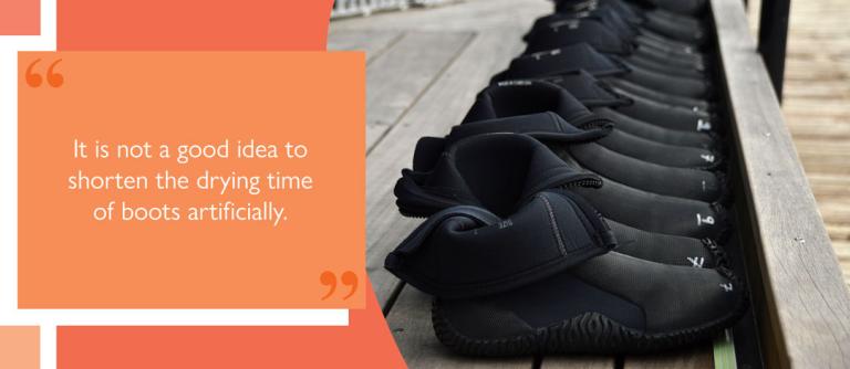 Neoprene wetsuit boots drying outdoors