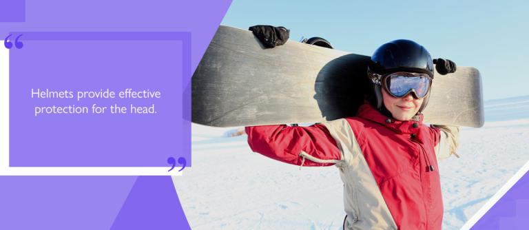 Snowboarder wearing helmet and goggles