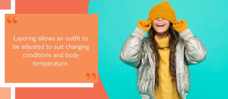 Child wearing layered cold-weather clothing