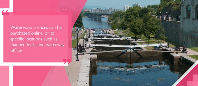 Canal waterway lock gates in closed position