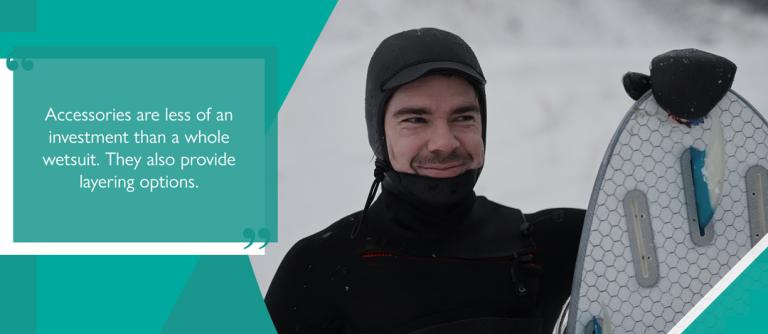 Male paddler with SUP wearing wetsuit hood