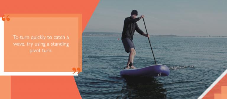 SUP paddler performing a pivot turn