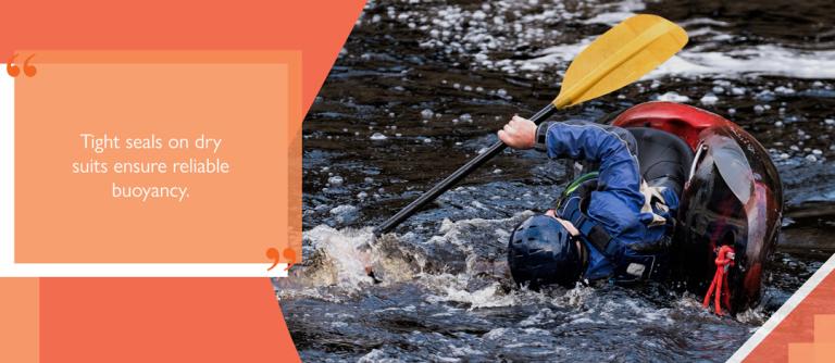Kayaker in dry suit overturned in white water