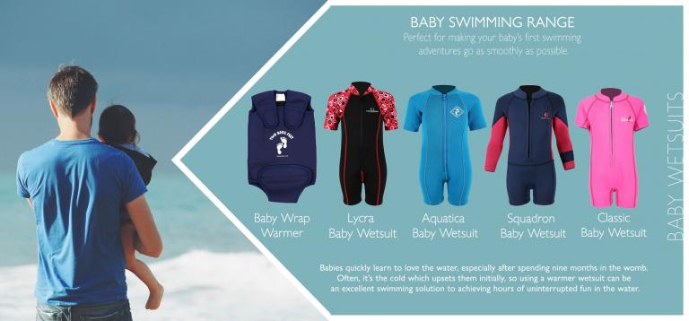 Baby wetsuit line-up