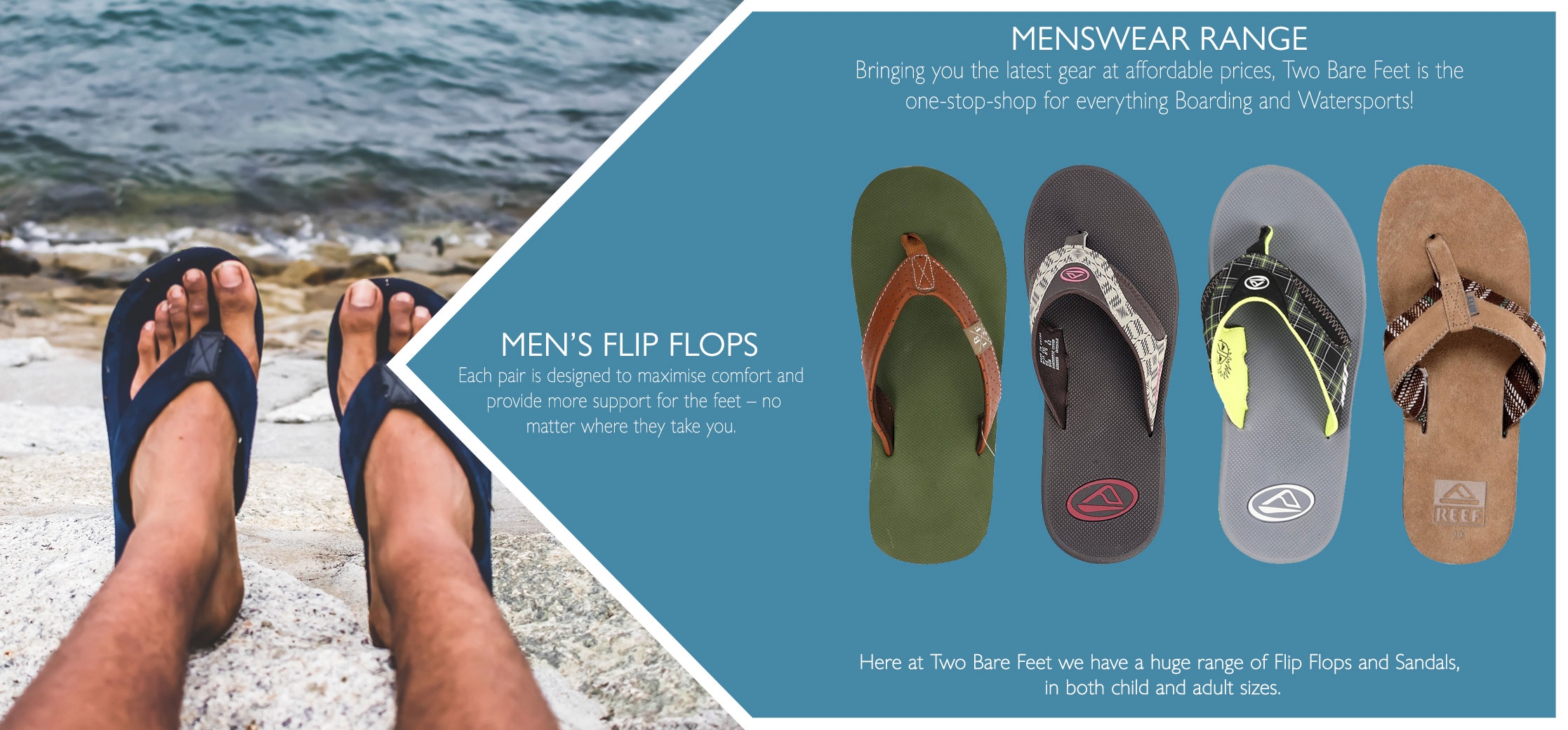 UK men's beach flip flops & sandals