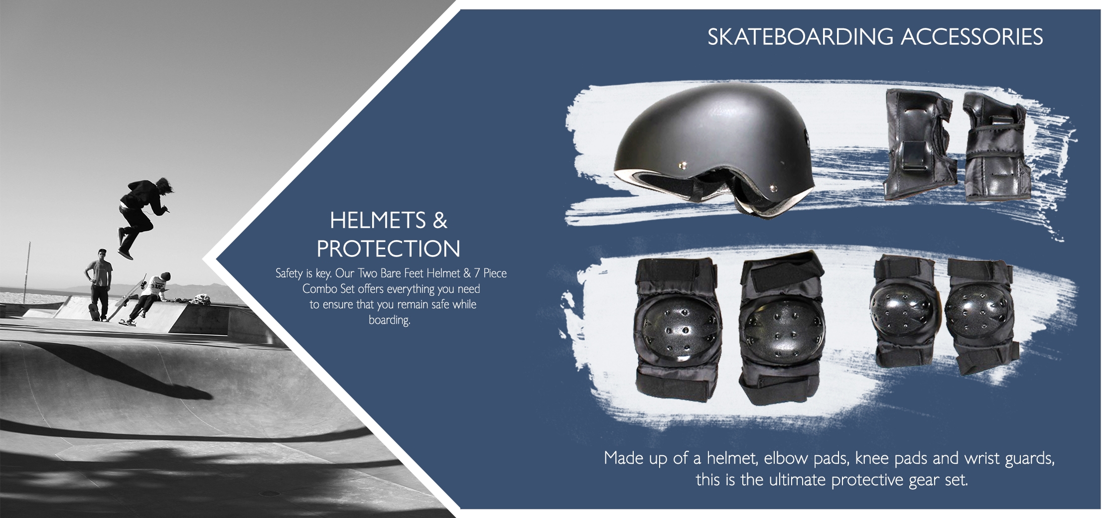 Skateboarding protection equipment helmet and pads