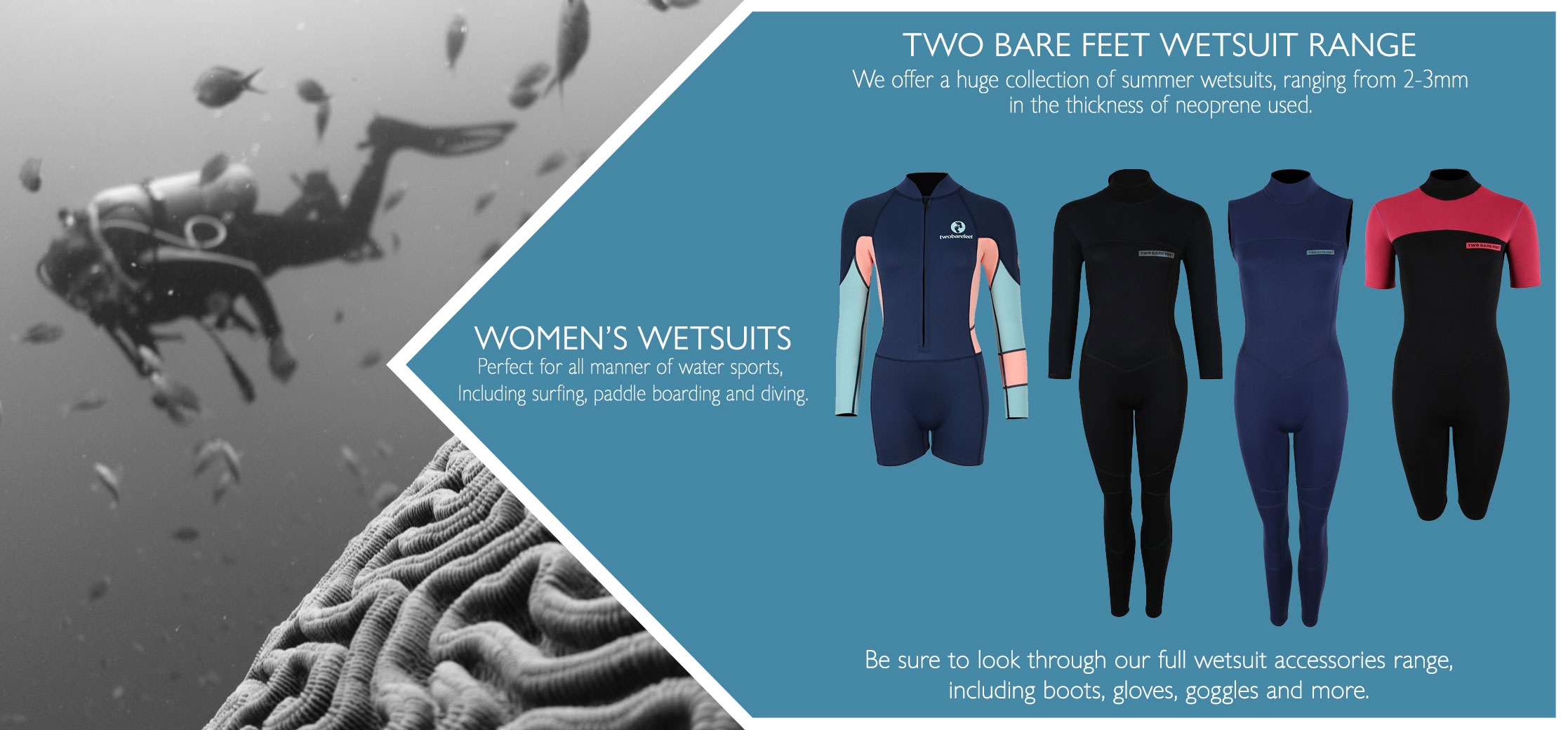 women's full length and short wetsuits