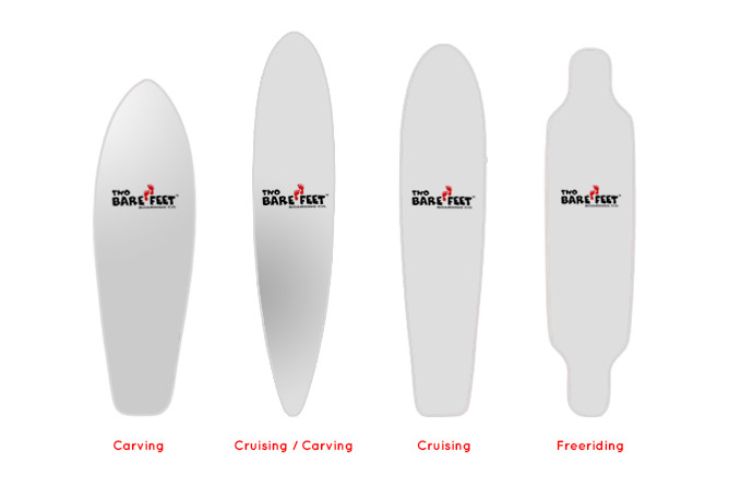 Longboard shapes, for different ride conditions you need the most appropriate board. 